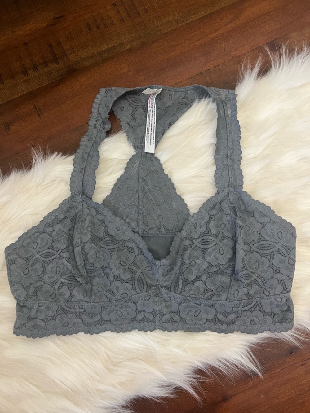 Intimately Free People Gray Lace Racerback Bralette Size L
